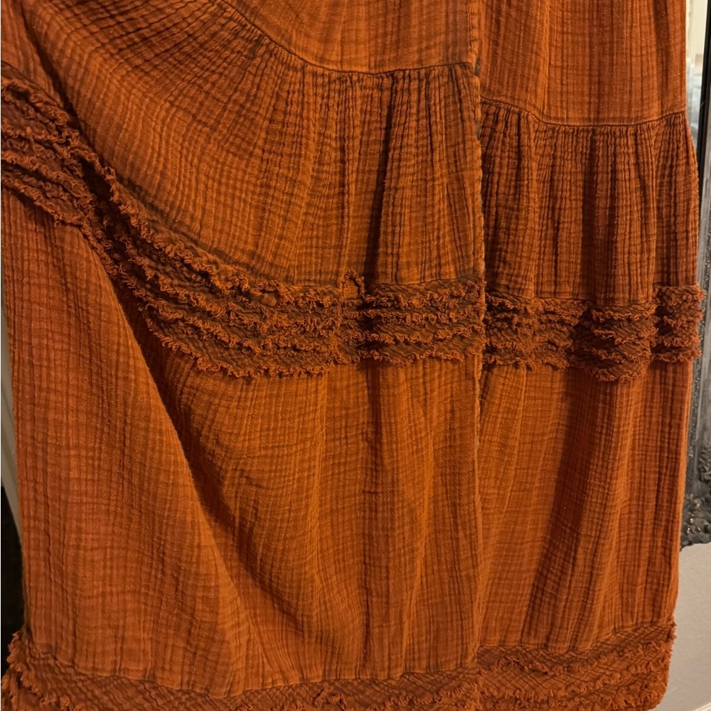 Free People Sunday Stroll Orange Bohemian cotton Maxi Dress 😍 - Picture 11 of 14